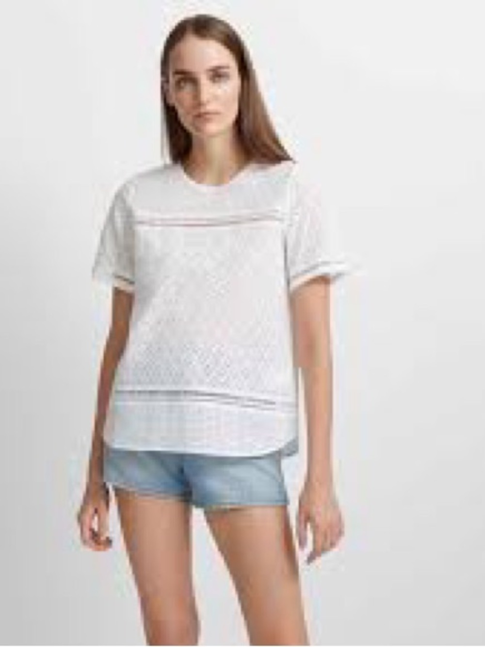 NWT Club Monaco Colinee Eyelet Ladder-Stitch Cotton White TopSize XS